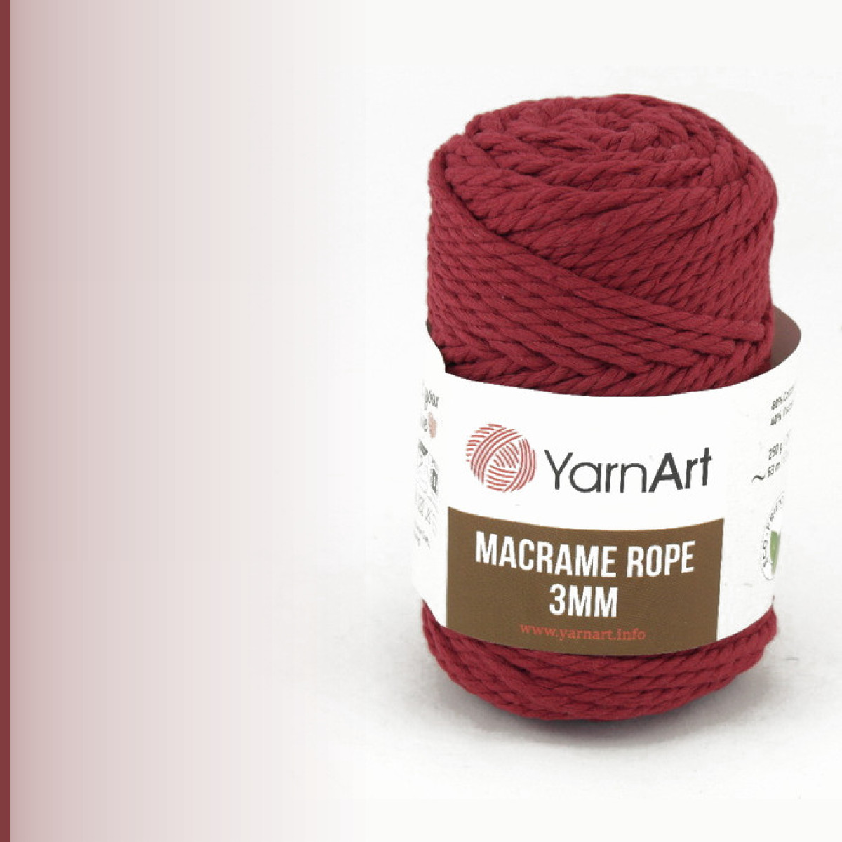 Macrame rope 3 мм, бордовый