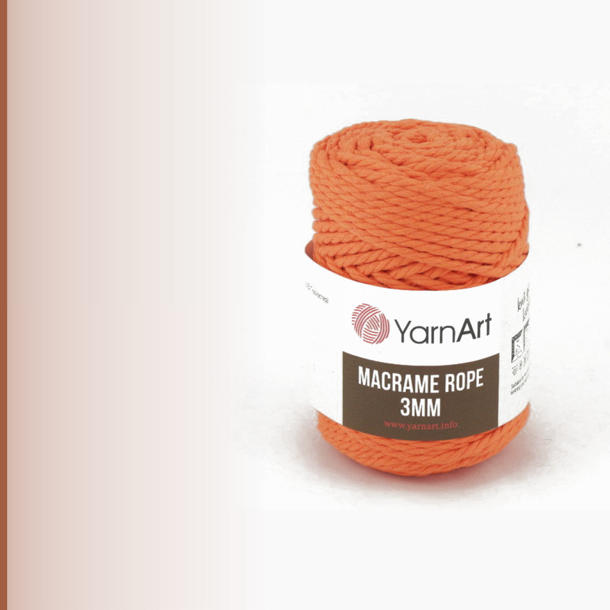 Macrame rope 3 мм, яркий апельсин